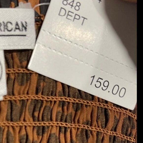 Nwt Good American Corset Leopard Print Puff Sleeve Maxi Dress NWT Mocha Mousse - Picture 13 of 14